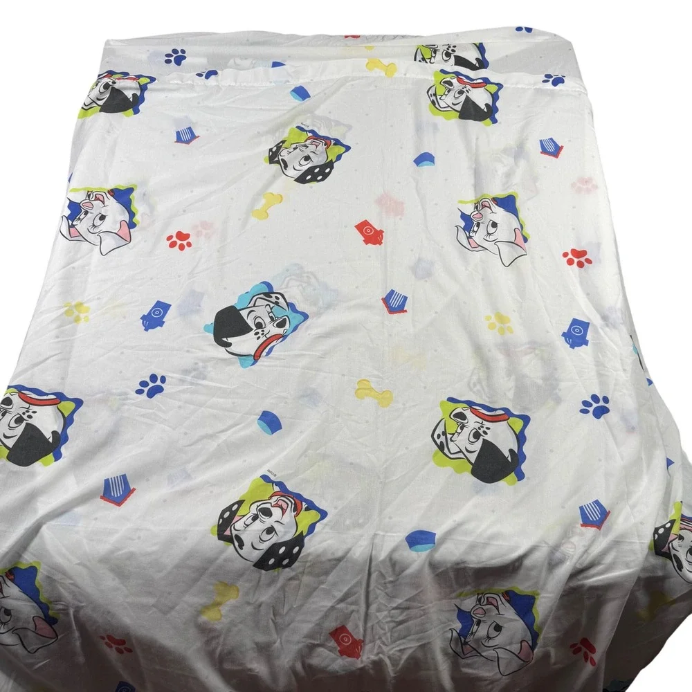 Vintage Disney 101 Dalmatians Twin Sheet Set White Pongo Perdita 90s Bedding